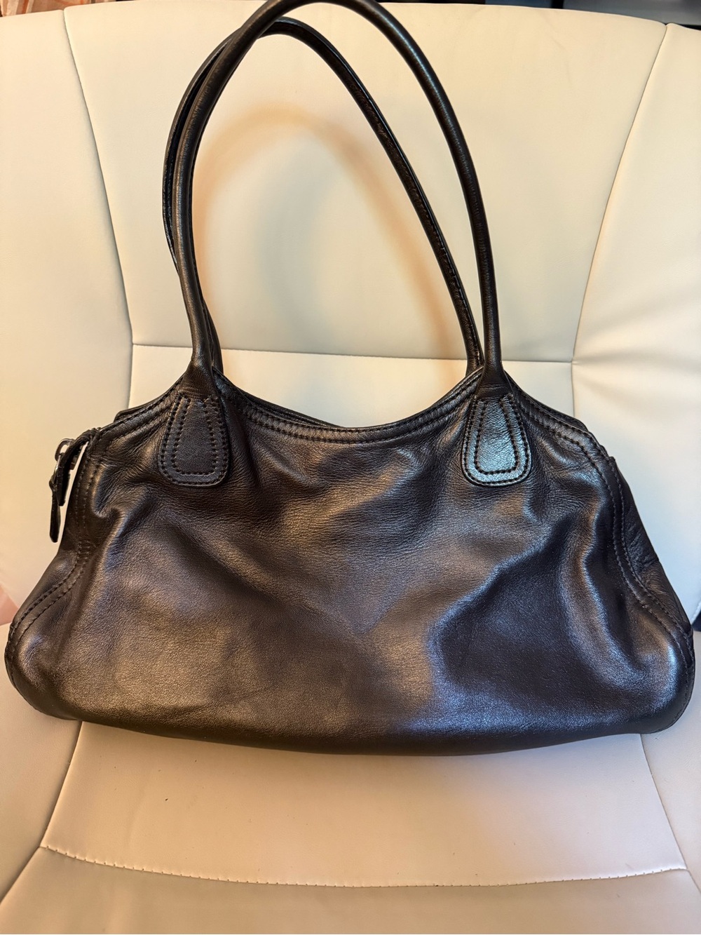 Prada Vintage Black Leather Flap Shoulder Bag Silver Hardware Authentic - Picture 4 of 11